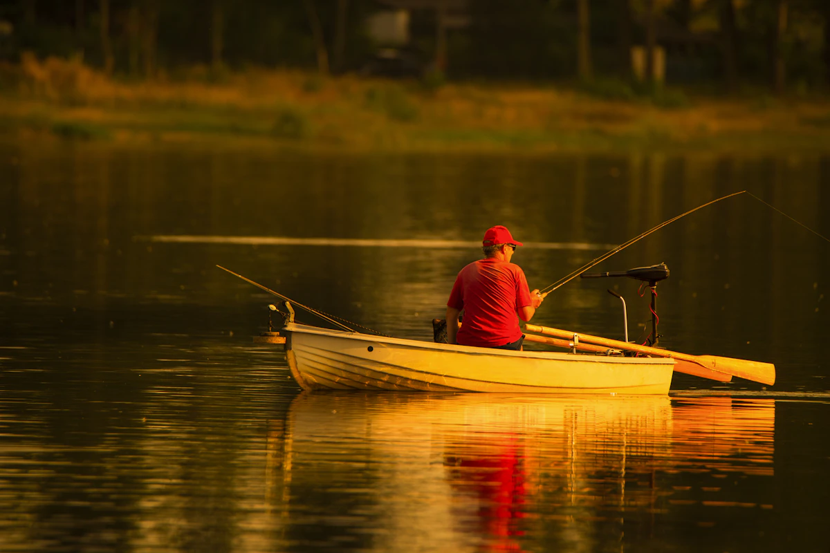 Powerboat cruising on open lake waters
